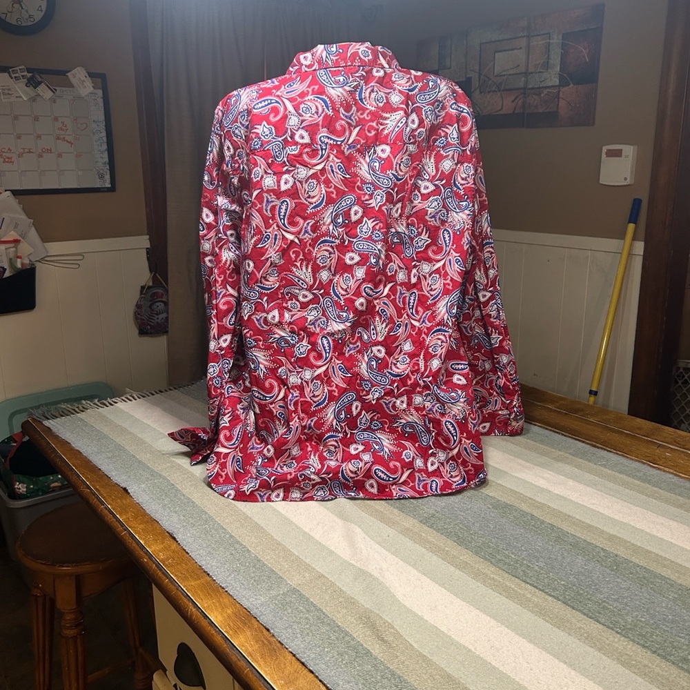 Talbots Red Paisley Button Down Shirt - Picture 12 of 13
